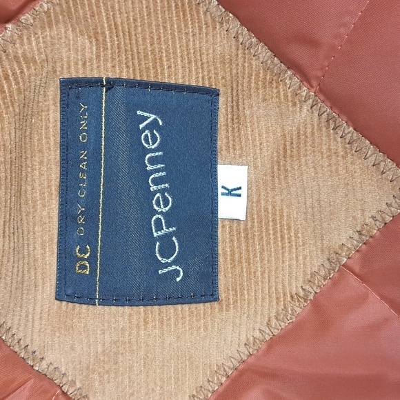 Vintage 70s JCPENNY corduroy blanket quilt lined tan & plaid 2XL long over coat - Picture 7 of 8